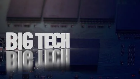 The Big tech on digital pub board for Business or technology concept 3d ren.. Stock Illustration