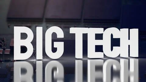 The Big tech on digital pub board for Business or technology concept 3d ren.. Stock Illustration