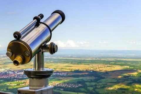 Big telescope on the point of view Stock Photos