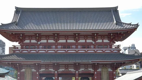 The big temple inside Senso-ji in Tokyo Japan Stock Footage 129280810