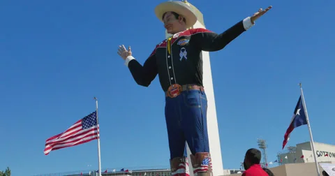 The Big Tex statue at the Texas State Fair Video stock 68526420