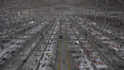 Big textile factory with sewing machine Stock Footage 248798738