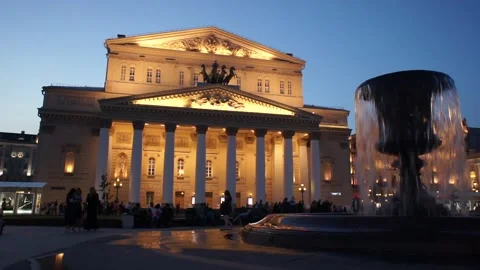 The Big Theater Square Moscow At Sunset 3. May 2018 Stock Footage 89905409