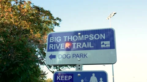 Big Thompson River Trail Sign | Loveland, Colorado | 4K Footage Stock Footage 220097078