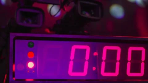 The big timer clock on the wall inside the building Stock Photos