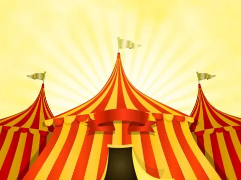 Big top circus background with banner Stock Illustration