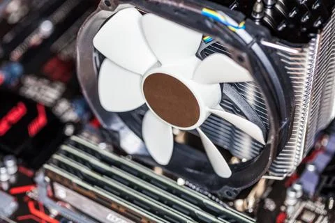 Big tower cooler for central processing unit Stock Photos