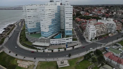 Big tower front to ocean in Mar del Plata City in South America. Stock-Footage 152956486