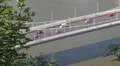Big traffic cars on the bridge HD Footage
