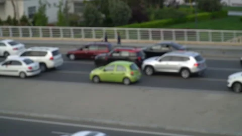 Big traffic jam on the highway. For background Stock Footage 239279496