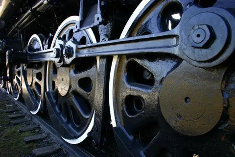 Big train wheels Stock Photos