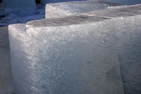 Big translucent ice blocs in the sunshine Stock Photos