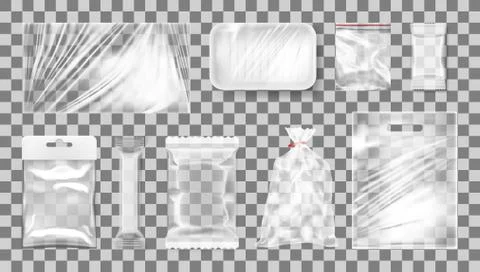 Big Transparent Empty White Plastic Pack Set Stock Illustration