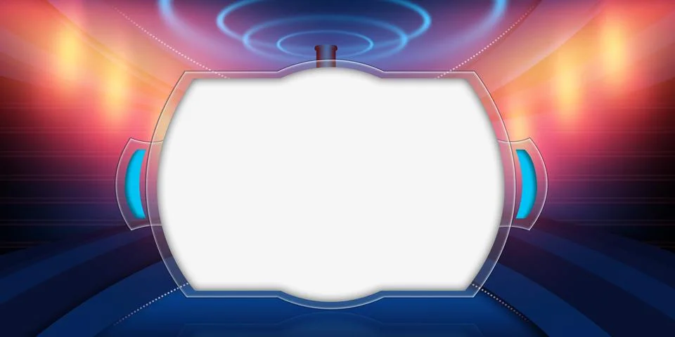 Big Transparent Flat Screen in Front of Colorful Background Concept Series Illustration