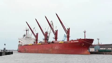 Big transprot ship in port Stock Footage 10882994