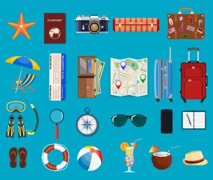 Big travel set. Illustrazione stock