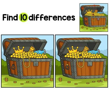 Big Treasure Chest Find The Differences Stock Illustration