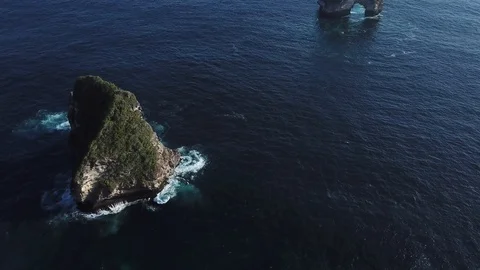 Big Tree on Cliff Edge with Beautiful Cliffs in Ocean [Drone Footage] Stock Footage 96295381