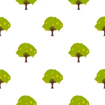 Big tree with fruit pattern flat Illustrazione stock