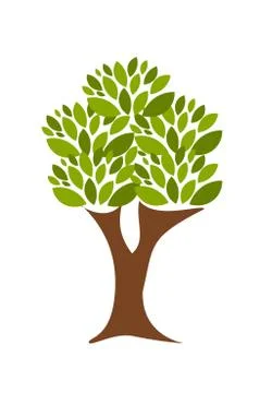 Big tree with green leaves isolated Stock Illustration