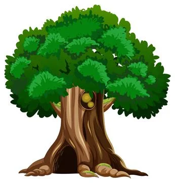 Big tree isolated cartoon Stock Illustration