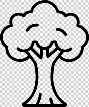 Big tree in outline icon style, homes and Residences theme. Stock Illustration