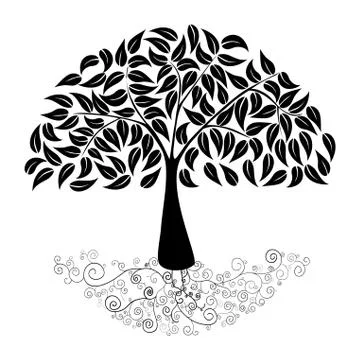 Big tree silhouette Stock Illustration