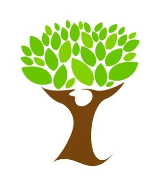 Big tree with single green leaves Stock Illustration