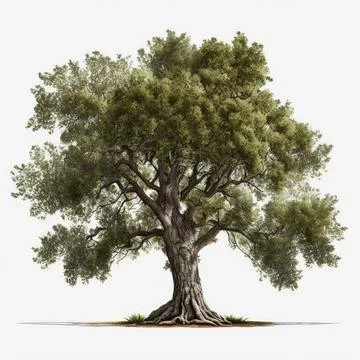 Big tree on white background, Made by AI,Artificial intelligence Stock Illustration