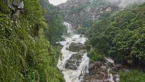 Big tropical waterfall Stock Footage 122345194