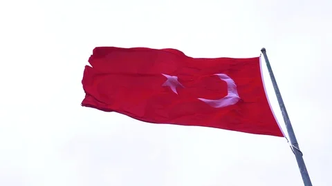 A Big Turkish Flag Stock Footage 92850695