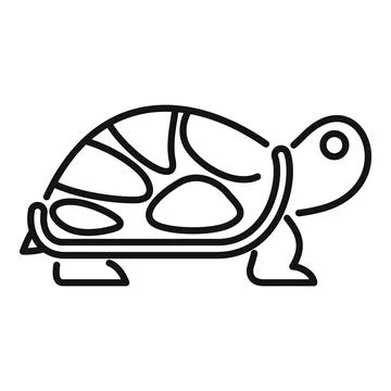 Big turtle walking with shell drawing icon outline vector 스톡 일러스트