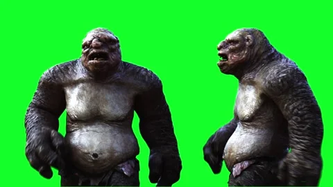 Big ugly scary troll, goblin walk . Horror mystic concept. Vídeos de archivo 296303679