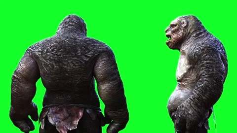 Big ugly scary troll, goblin walk . Horror mystic concept. Vídeos de archivo 296303697