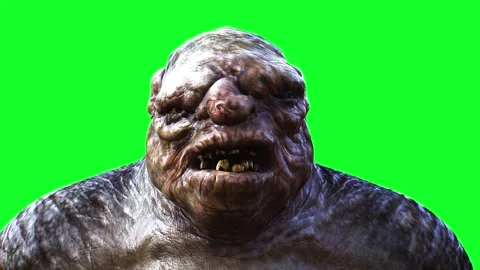 Big ugly scary troll, goblin walk . Horror mystic concept. Vídeos de archivo 296303698