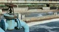 Big valve on blue pipe of oxigen to the sluge water. HD Footage