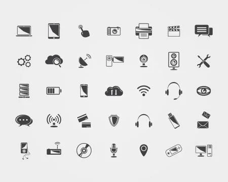 Big Vector black Technology icons Stock Illustration