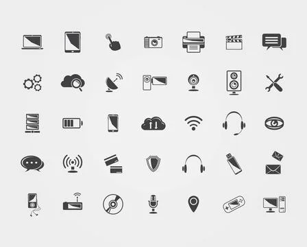 Big Vector black Technology icons Big Vector black Technology icons set is... Stock Photos