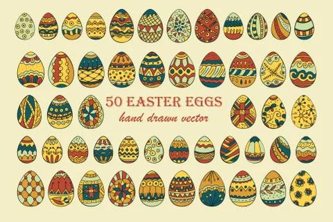 Big vector Easter egg set Stock Illustration