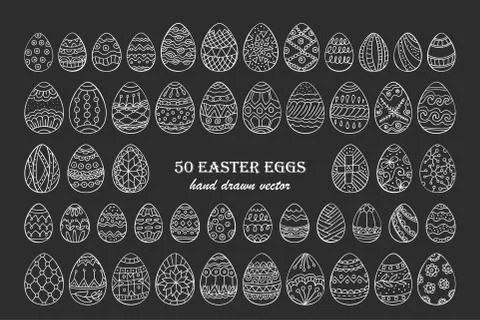 Big vector Easter egg set Stock Illustration