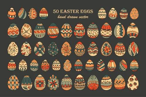 Big vector Easter egg set Stock Illustration