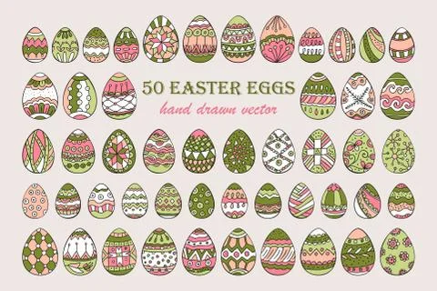 Big vector Easter egg set Stock Illustration