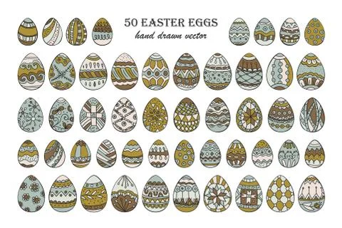 Big vector Easter egg set Stock Illustration