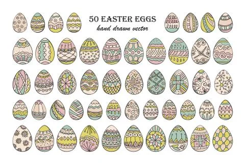 Big vector Easter egg set Stock Illustration