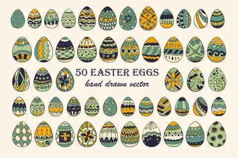 Big vector Easter egg set Stock Illustration