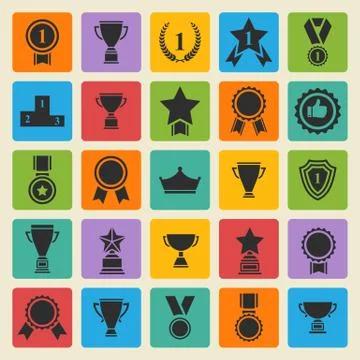 Big vector set black avards  icons Stock Illustration