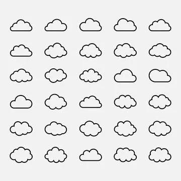 Big vector set black cloud shapes, icons Big vector set black cloud shapes... Stock Photos