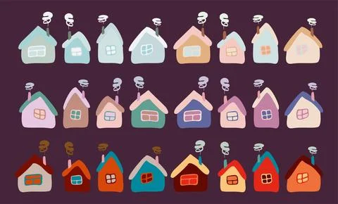 Big Vector Set, collection of Amsterdam, Holland houses, Crooked building I.. Ilustración de archivo