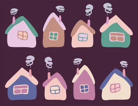 Big Vector Set, collection of Amsterdam, Holland houses, Crooked building Iso Ilustración de archivo