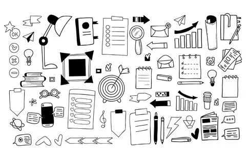 Big vector set financial and business icons. Paper documents, stationery, g.. 스톡 일러스트